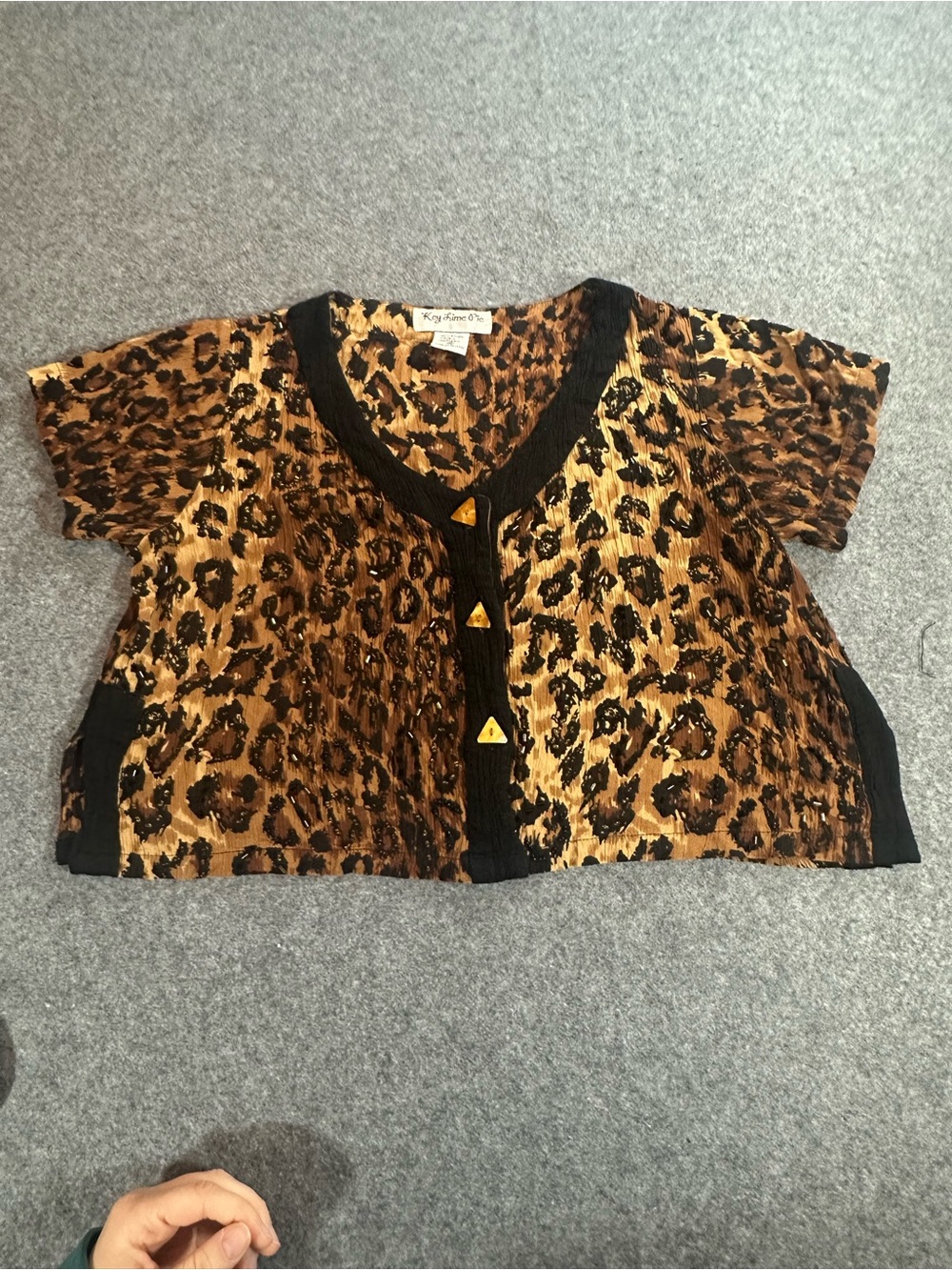 Vintage Key Lime Pie Animal Print Button Top